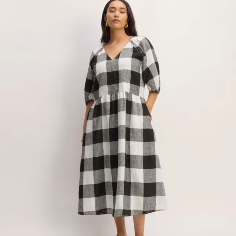 Everlane Linen Oversized Puff-Sleeve Dress